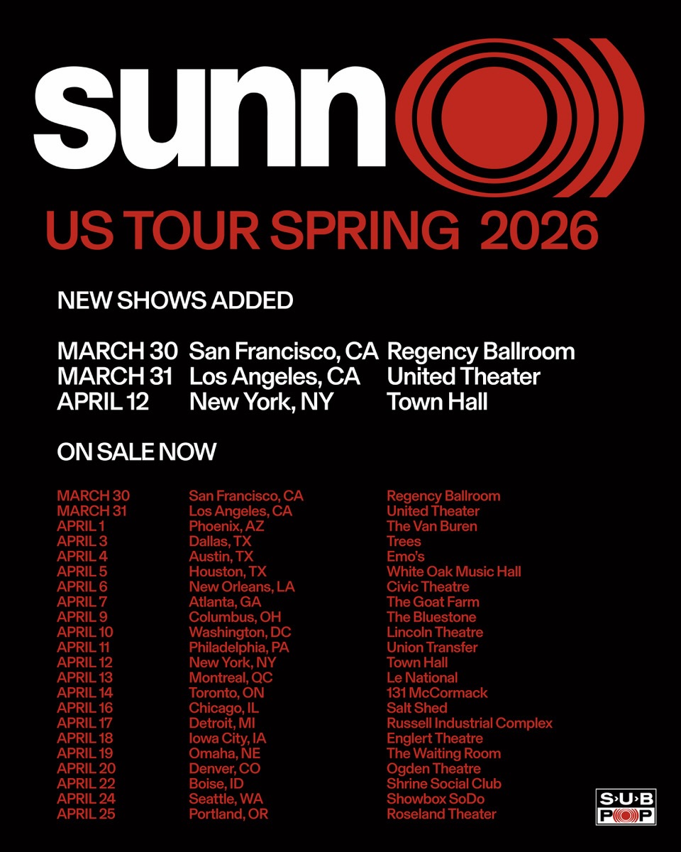 Sunn O))) Spring 2026 US Tour Poster